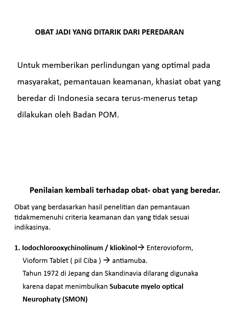 11 Oktober 2023 CONTOH OBAT YANG DITARIK DARI PEREDARAN | PDF ...