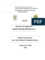 Sílabus Investigación Operativa II - Docente Orlando Velasquez