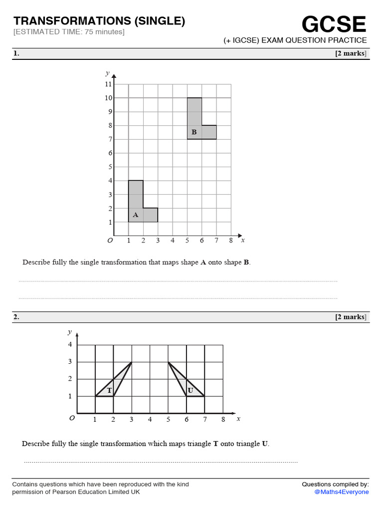 Transformations Single Pdf Secondary Education Student Assessment