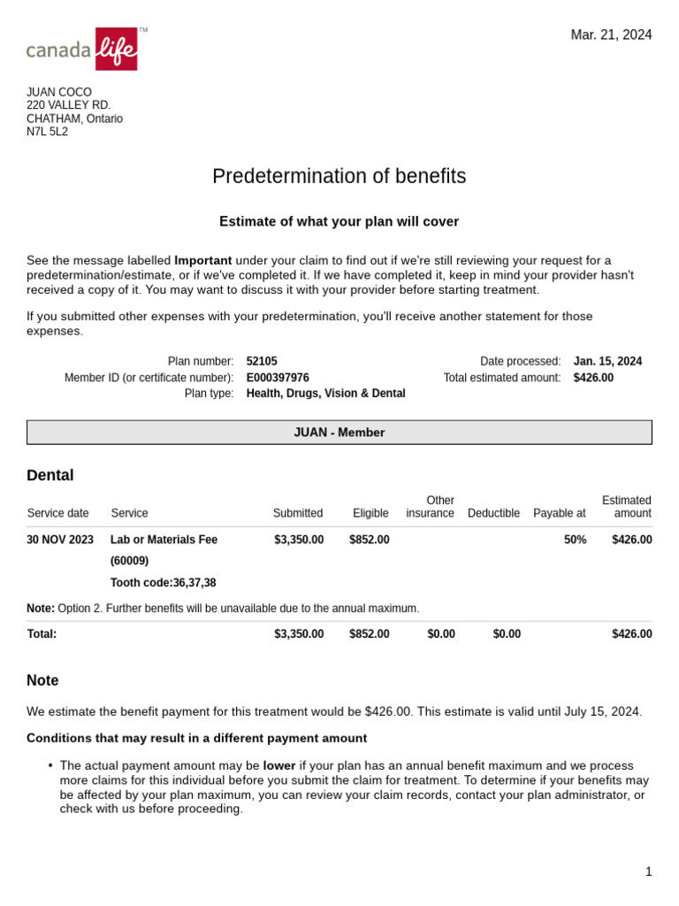 Canada Life Policy Number Details | PDF | Life Insurance