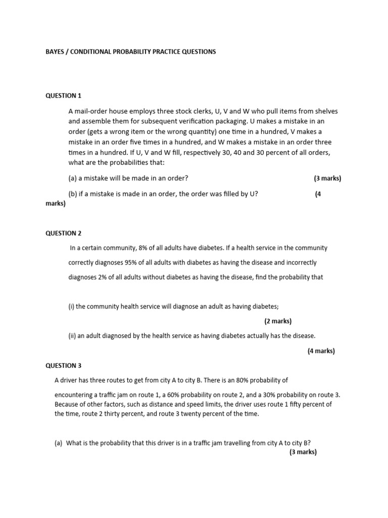 BAYES Practice Questions | PDF | Medicine