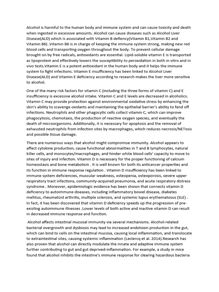 Impact of Alcohol on Immune Health | PDF | Immune System ...