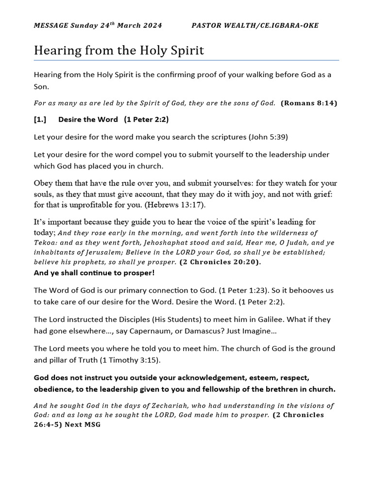 Hearing and Obeying the Holy Spirit | PDF | Jesus | Eternal Life ...