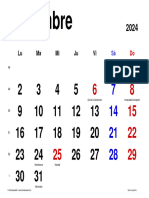 Calendario Diciembre 2024 Espana Horizontal Clasico