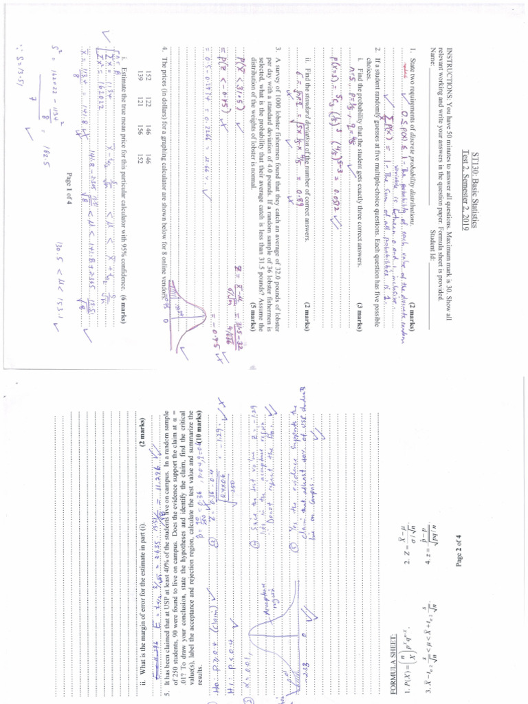 S2 2019 Test 2 Sol | PDF