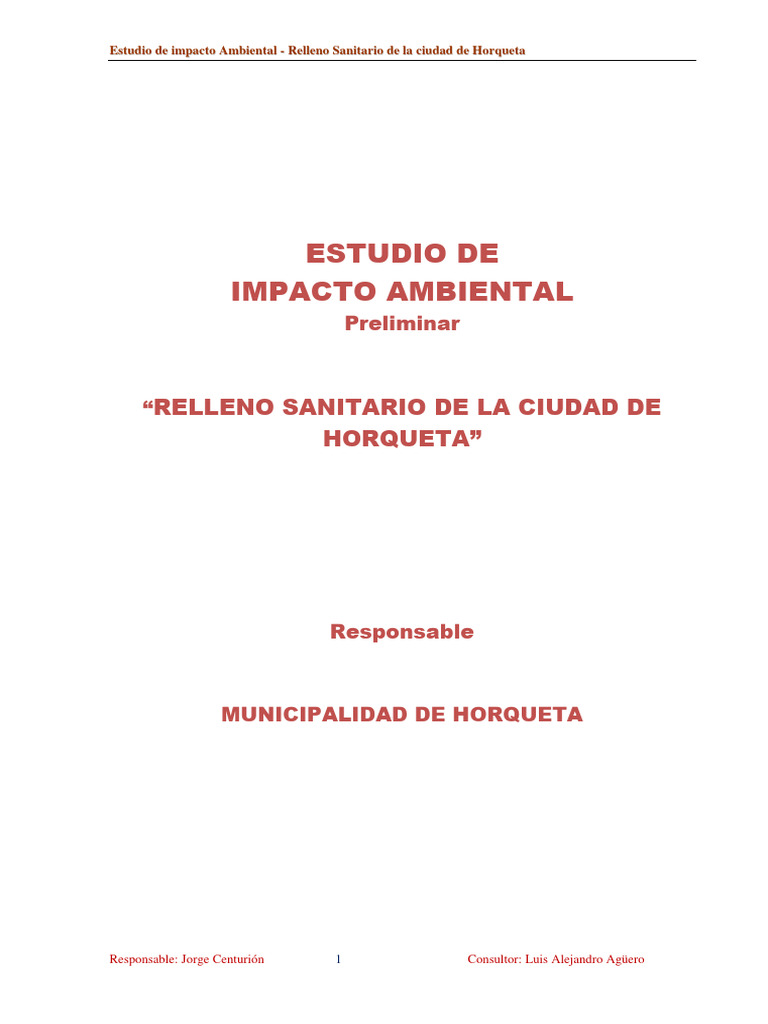 Estudio de Impacto del Relleno Sanitario | PDF | Residuos sólidos ...