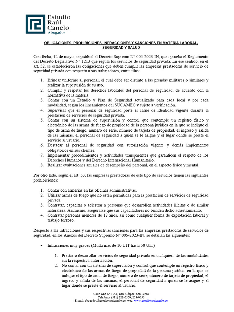SERVICIOS DE SEGURIDAD PRIVADA | PDF | Derecho laboral | Documento de ...