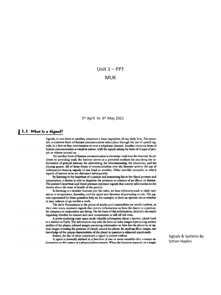 Signals And System Notes Pdf