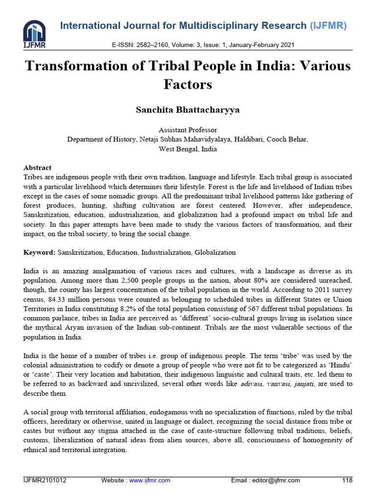 Transformation of Tribal Society in India | PDF | Caste