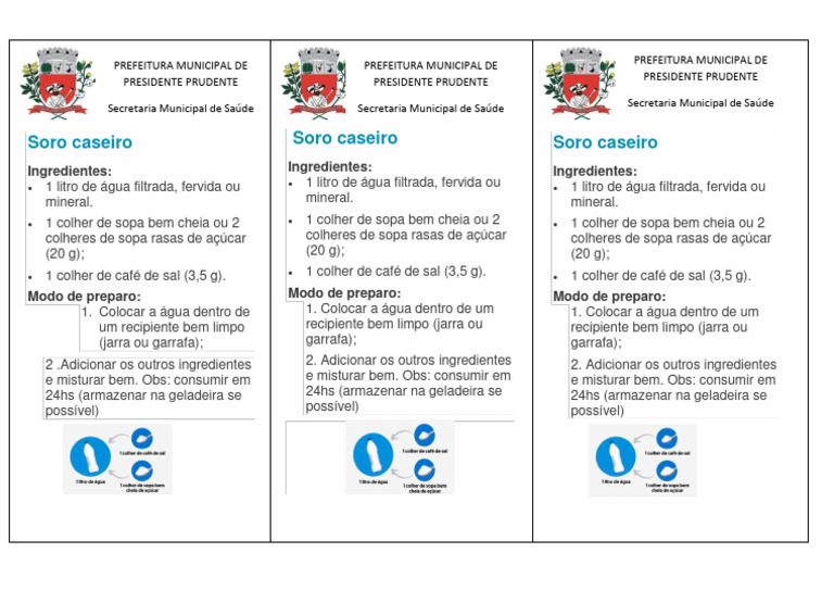 Receita de Soro Caseiro 1 Litro | PDF