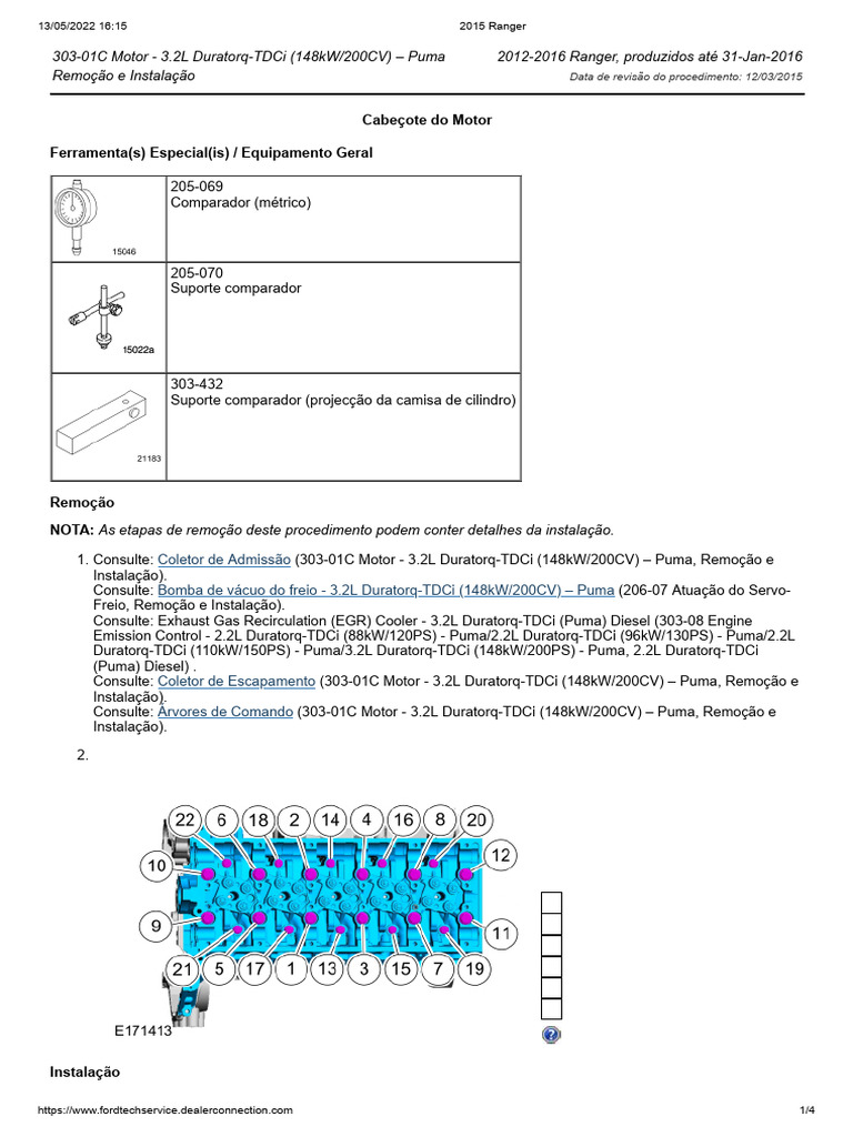 Tabela de Torque Cabeçote Ranger 4 Cilindros | PDF | Motores | Parafuso