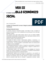 SEMINARIO III DESARROLLO ECONÓMICO SOCIAL - Unidad II El Desarrollo Humano Integral Sustentable en Venezuela