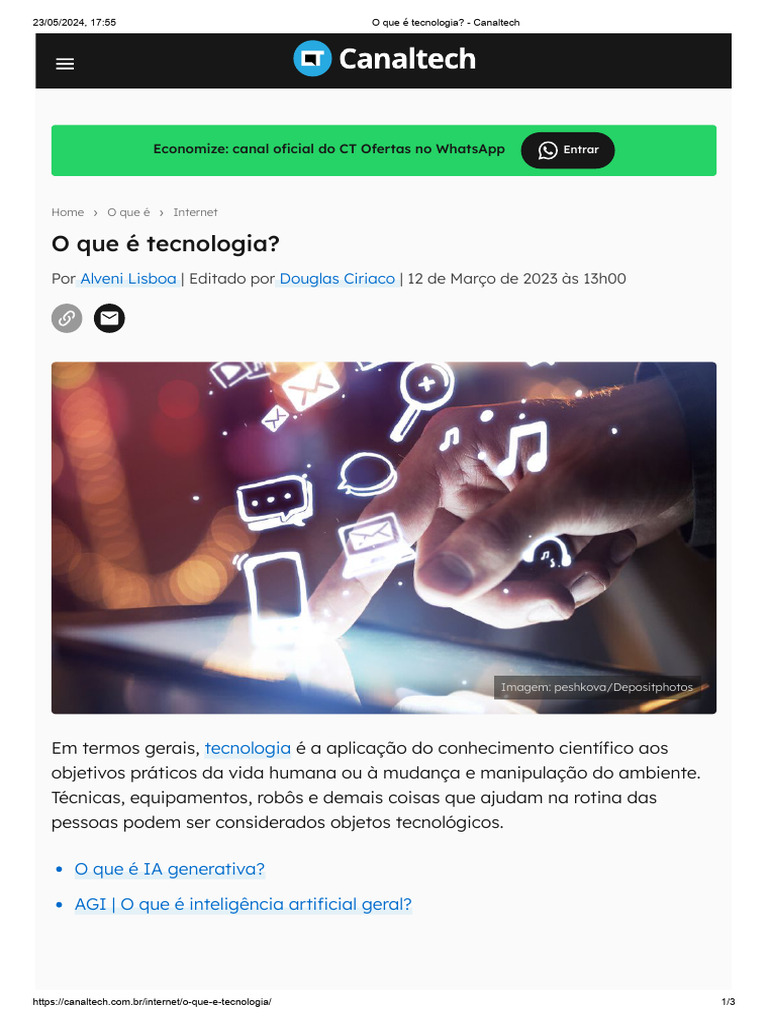 Definição e Origem da Tecnologia | PDF | Inteligência artificial ...