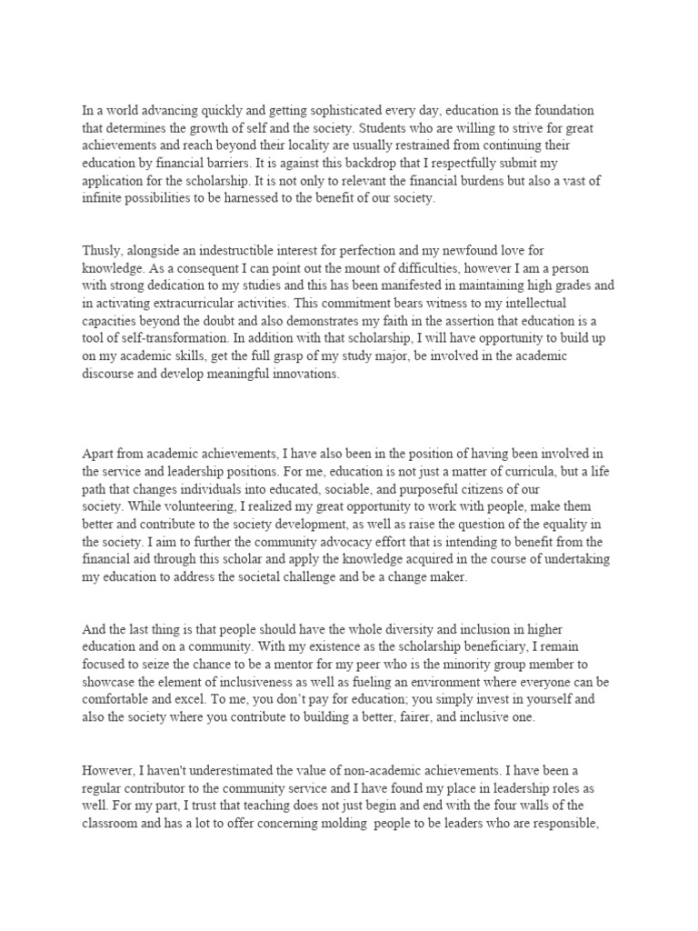 Scholarship Application for Community Impact | PDF | Leadership | Knowledge