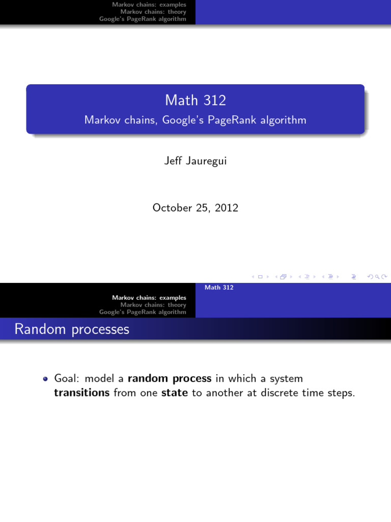 Markov Chains and PageRank Explained | PDF | Markov Chain | Matrix ...