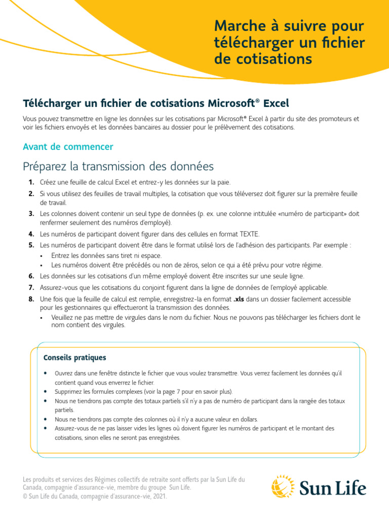 SLF Excel Contribution File Upload User Guide 1021 FR | PDF | Microsoft ...