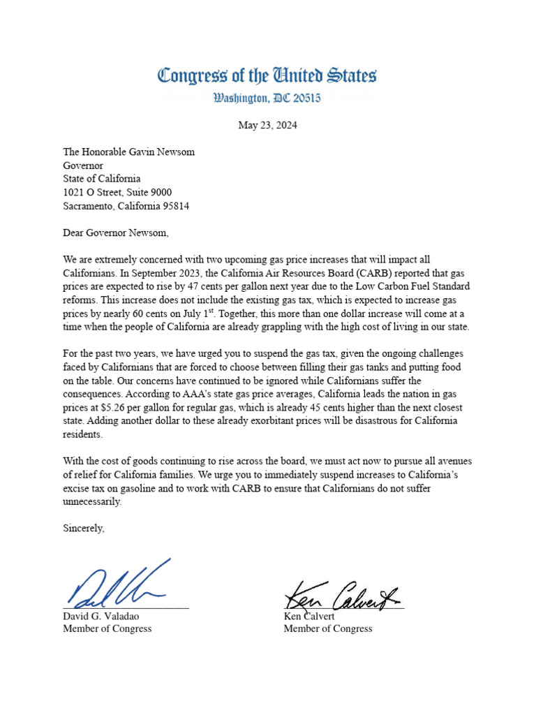 CA CARB Regulations and Gas Tax Letter PDF