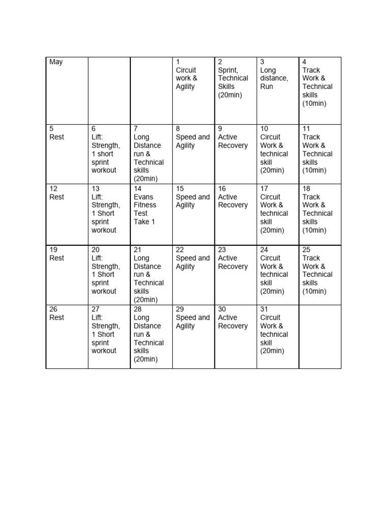 Summer Fitness Training Plan | PDF | Physical Fitness | Physical Exercise