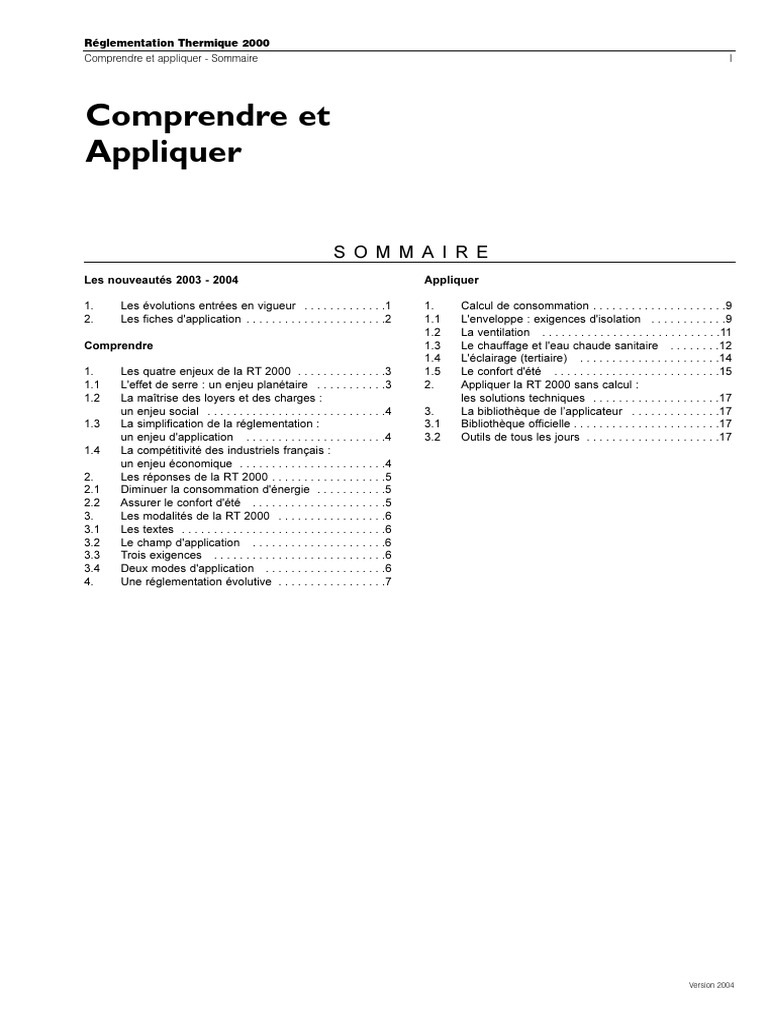 Comprendre Et Appliquer La RT 2000 | PDF | Isolation thermique du ...