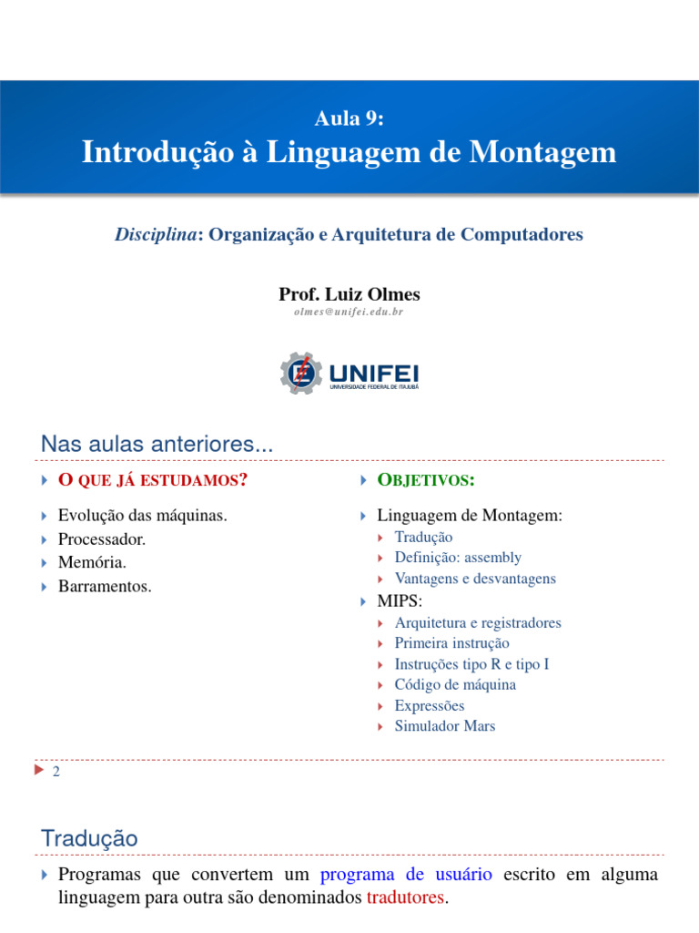 OAC - Aula 09 - Introduo Linguagem de Montagem | PDF | Linguagem ...