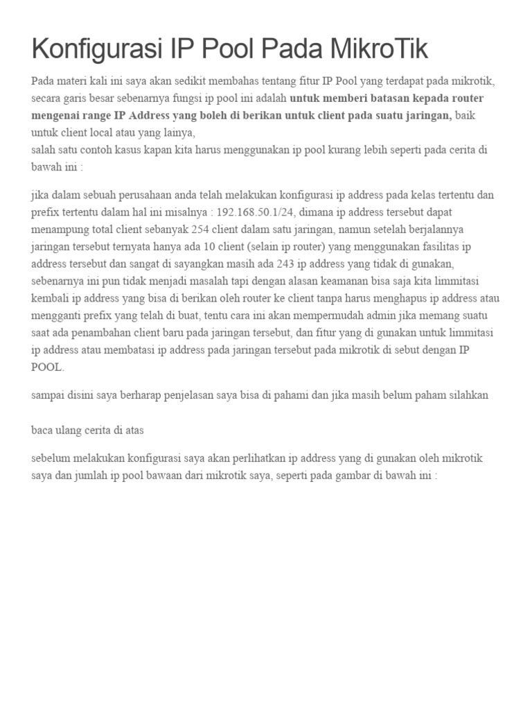 ip pool mikrotik