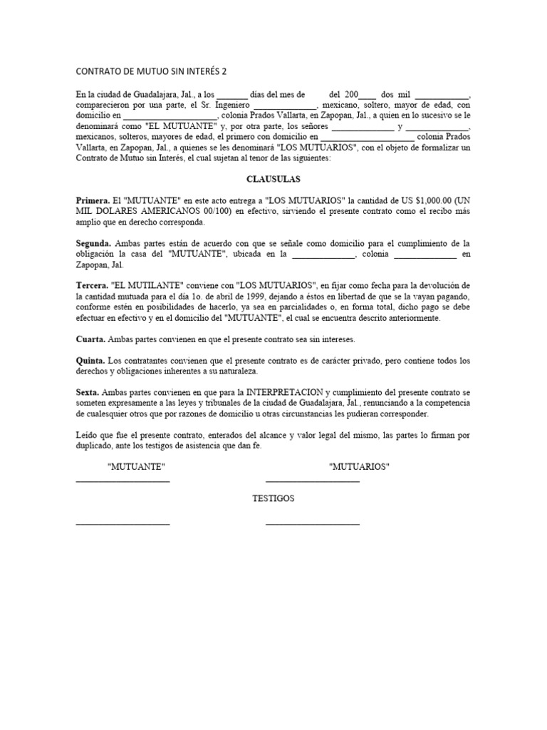 Contrato de Mutuo Sin Interés 2 | PDF | Justicia | Crimen y violencia