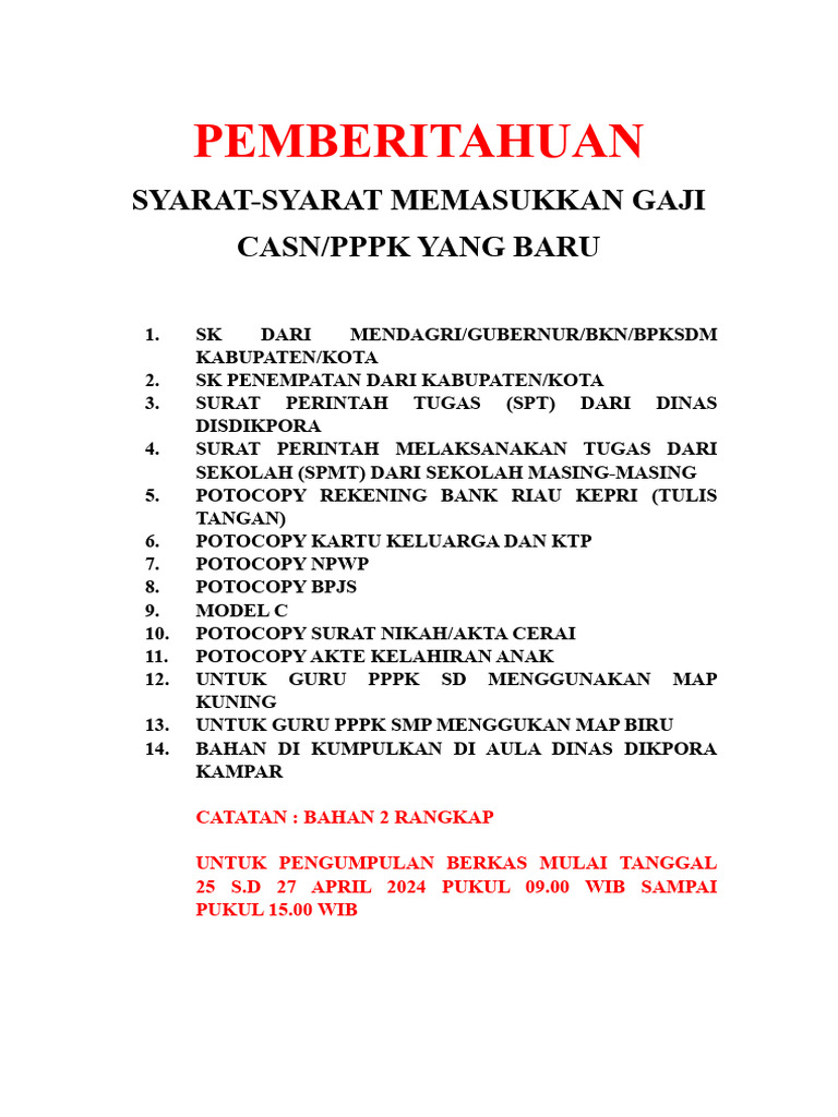 PEMBERITAHUAN P3K 2024 | PDF