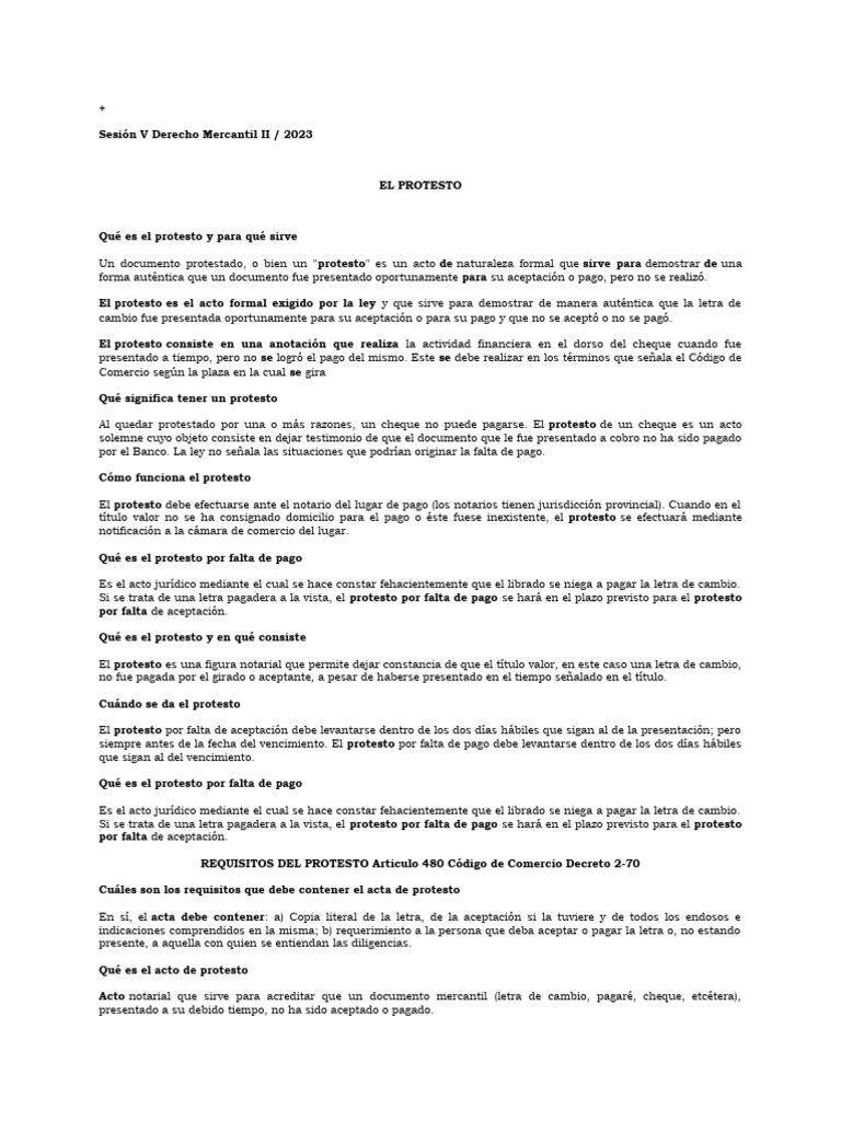 Qué es el protesto en Derecho Mercantil | PDF | Pagaré | Cheque