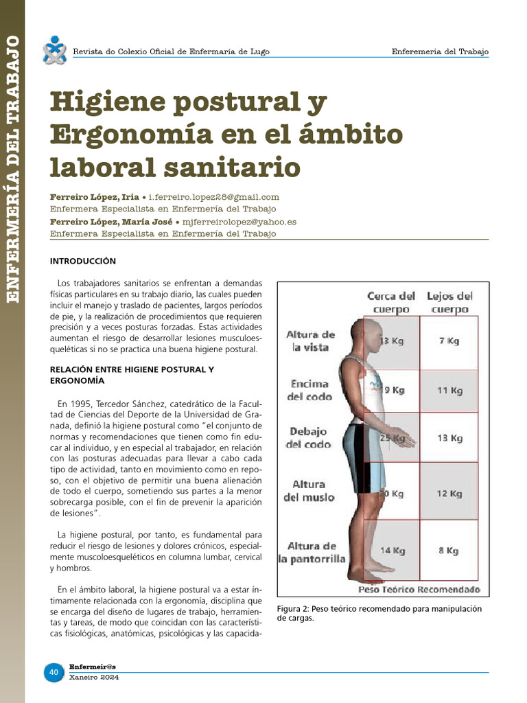 Higiene Postural y Ergonomía Laboral | PDF | Factores humanos y ...
