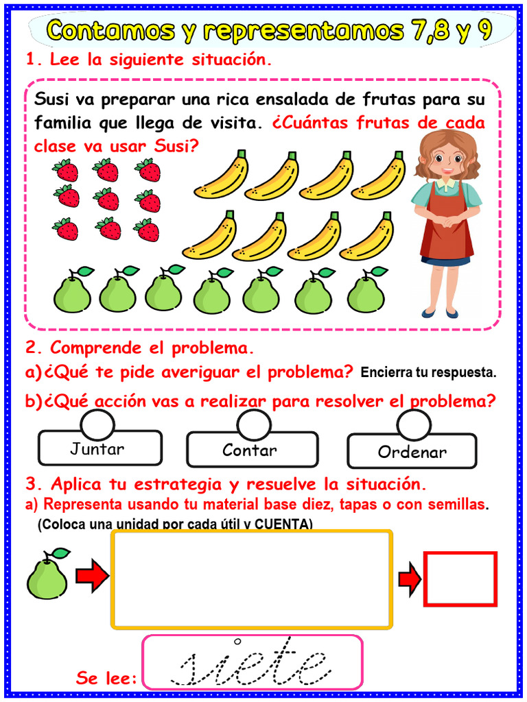 FICHA CONTAMOS Y REPRESENTAMOS 7,8,9 | PDF