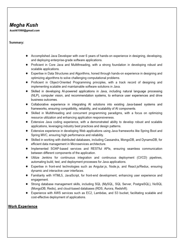 Java Developer with AI and Cloud Expertise | PDF | Java (Programming ...