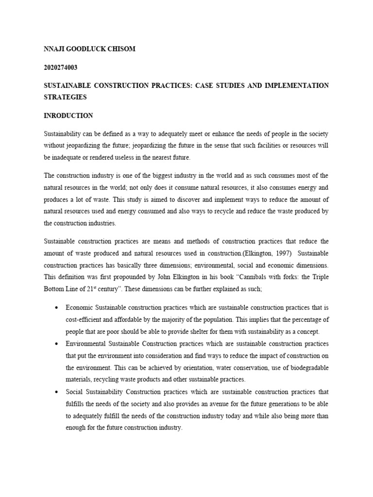 Sustainable Construction Practices Overview | PDF | Sustainability ...