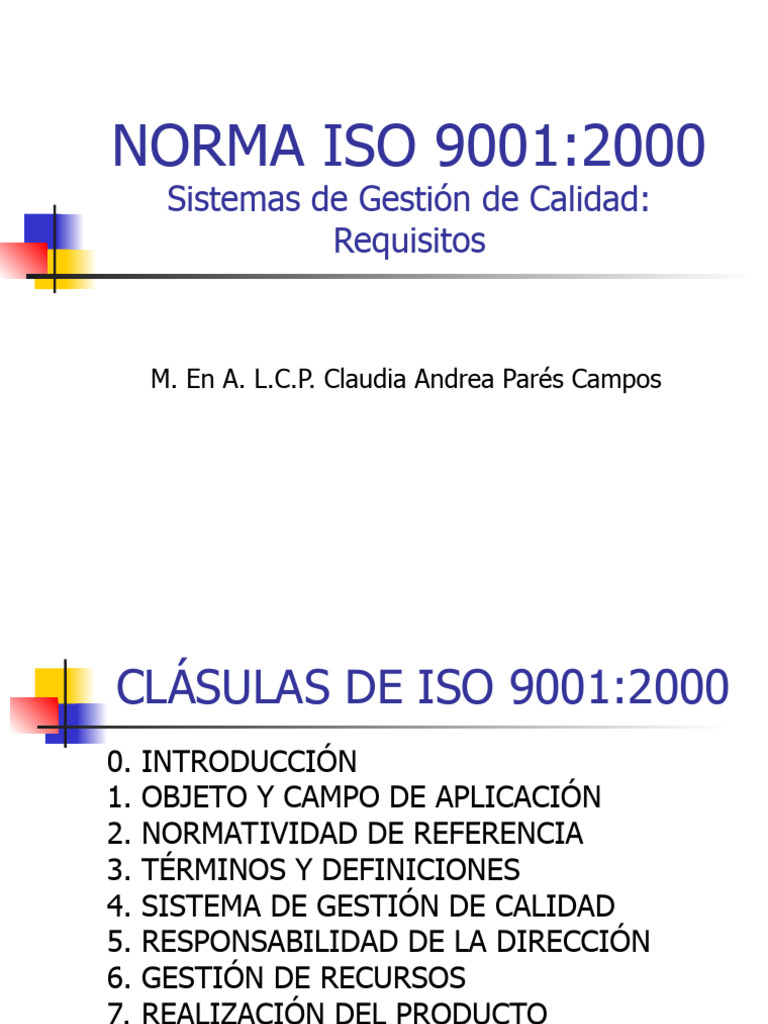Requisitos de la Norma ISO 9001:2000 | PDF | Calidad (comercial ...