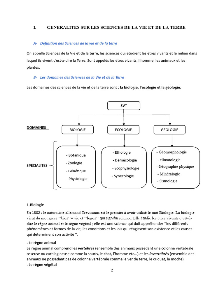 Generalites Sur Les Sciences de La Vie Et de La Terre | PDF | Écologie ...
