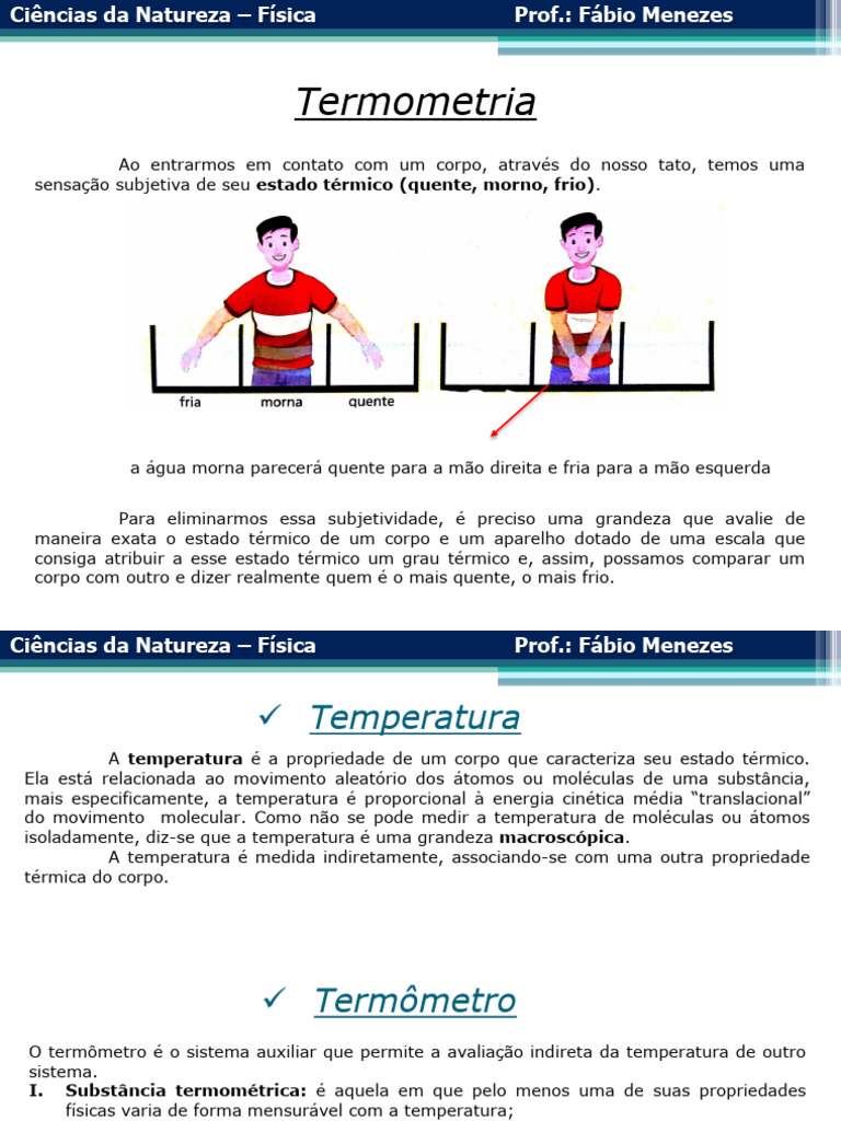 Termometria e Escalas de Temperatura | PDF | Temperatura | Celsius