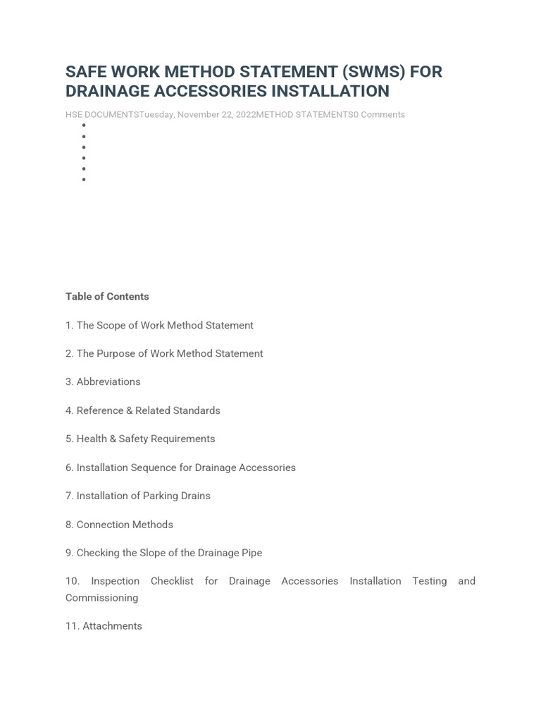 SAFE WORK METHOD STATEMENT (SWMS) FOR EMERGENCY LIGHTS CENTRAL BATTERY