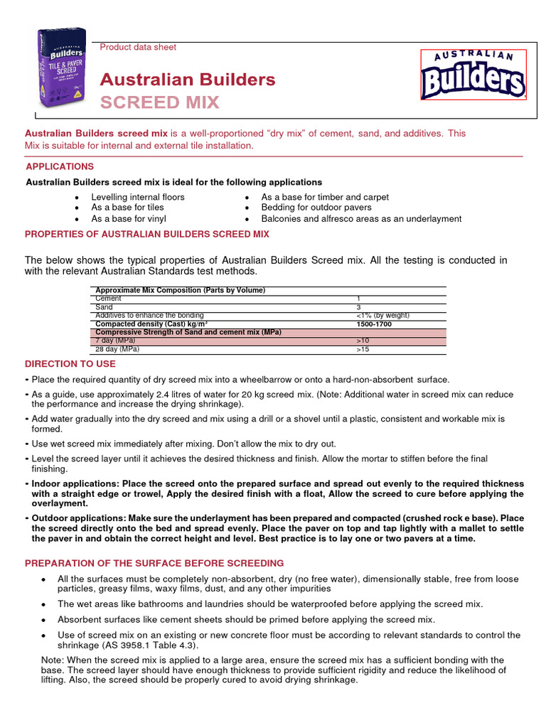 Screed | PDF | Concrete | Building Materials
