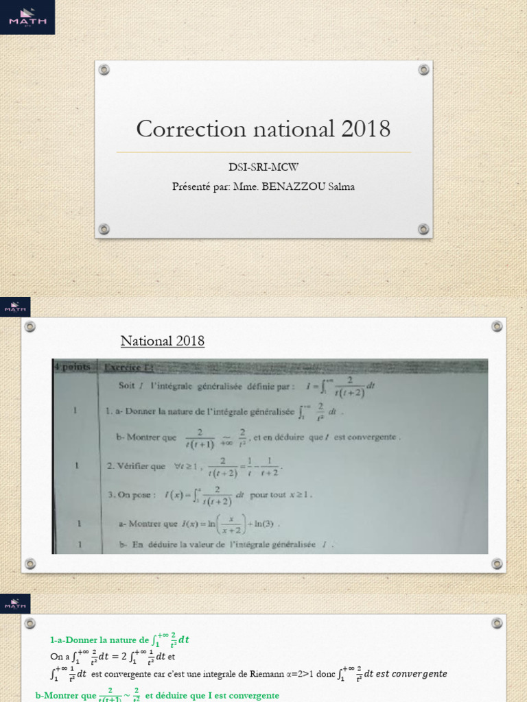 Correction Examen National Math 2018 | PDF | Limite (mathématiques ...