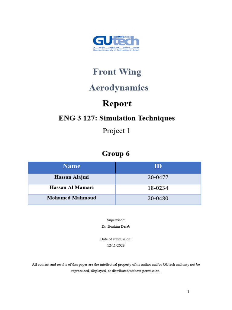 Front Wing Aerodynamics Simulation Report | PDF | Simulation | Aerodynamics