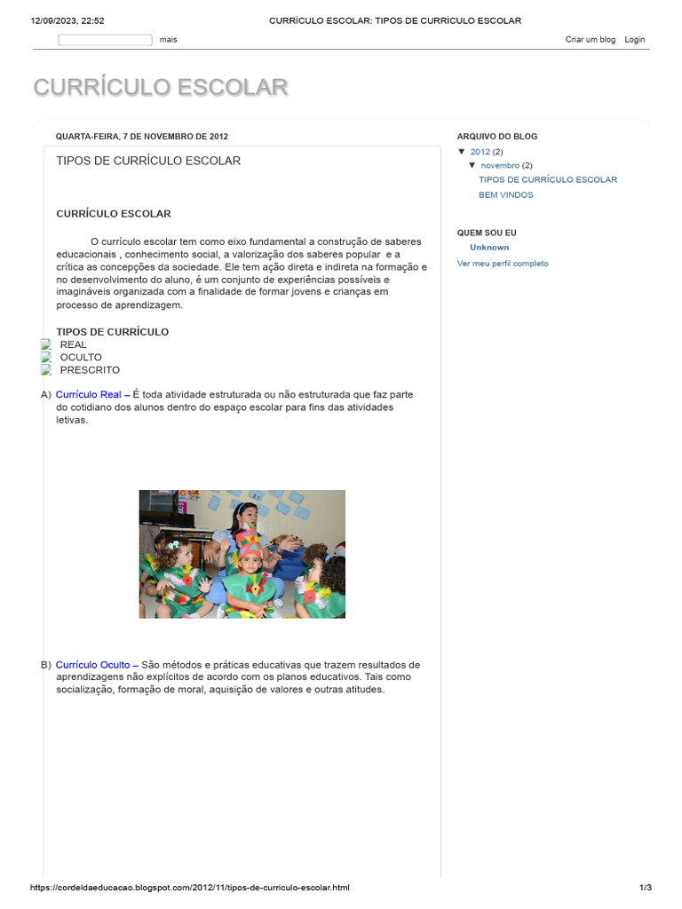 Tipos de Currículo Escolar Explicados | PDF | Carreira e Crescimento
