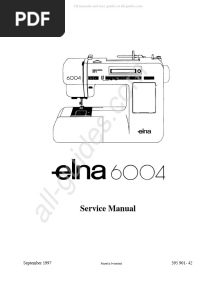 Elna 6004 Sewing Machine Service Manual