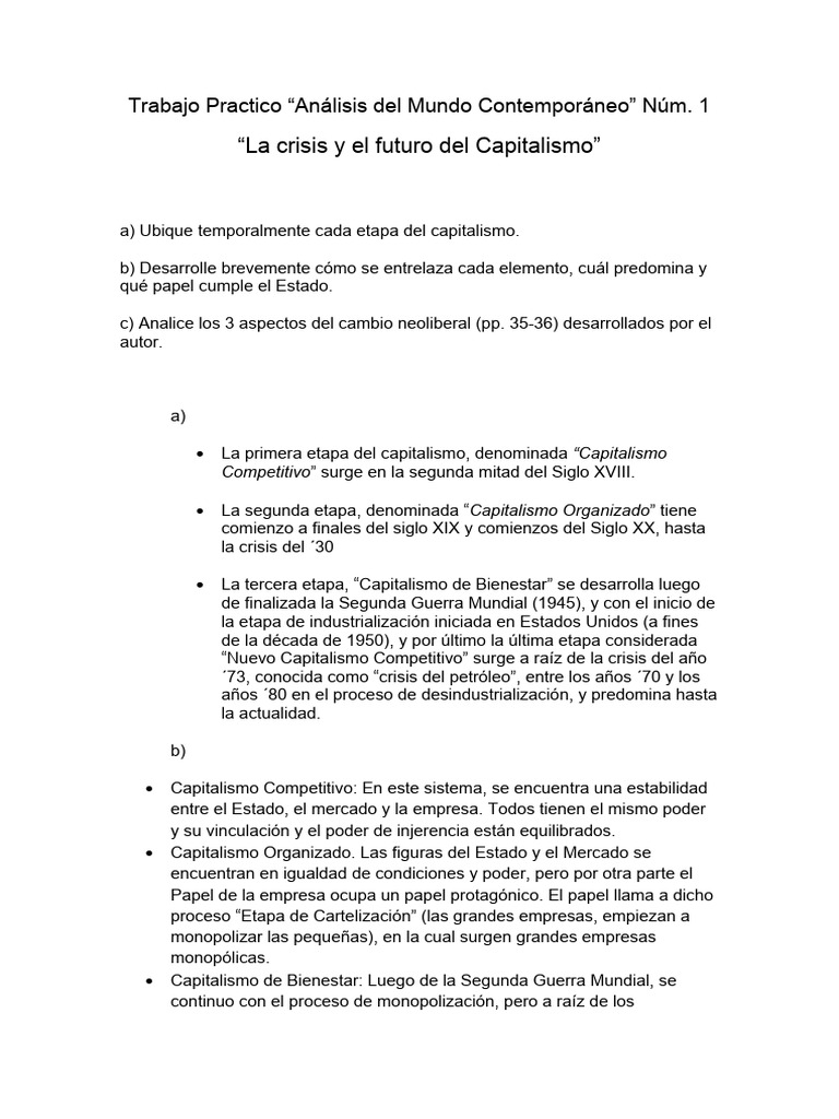 La Crisis Y El Futuro Del Capitalismo Pdf Capitalismo