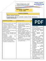 QUADRO DE GÊNEROS e Habilidades 3º ano