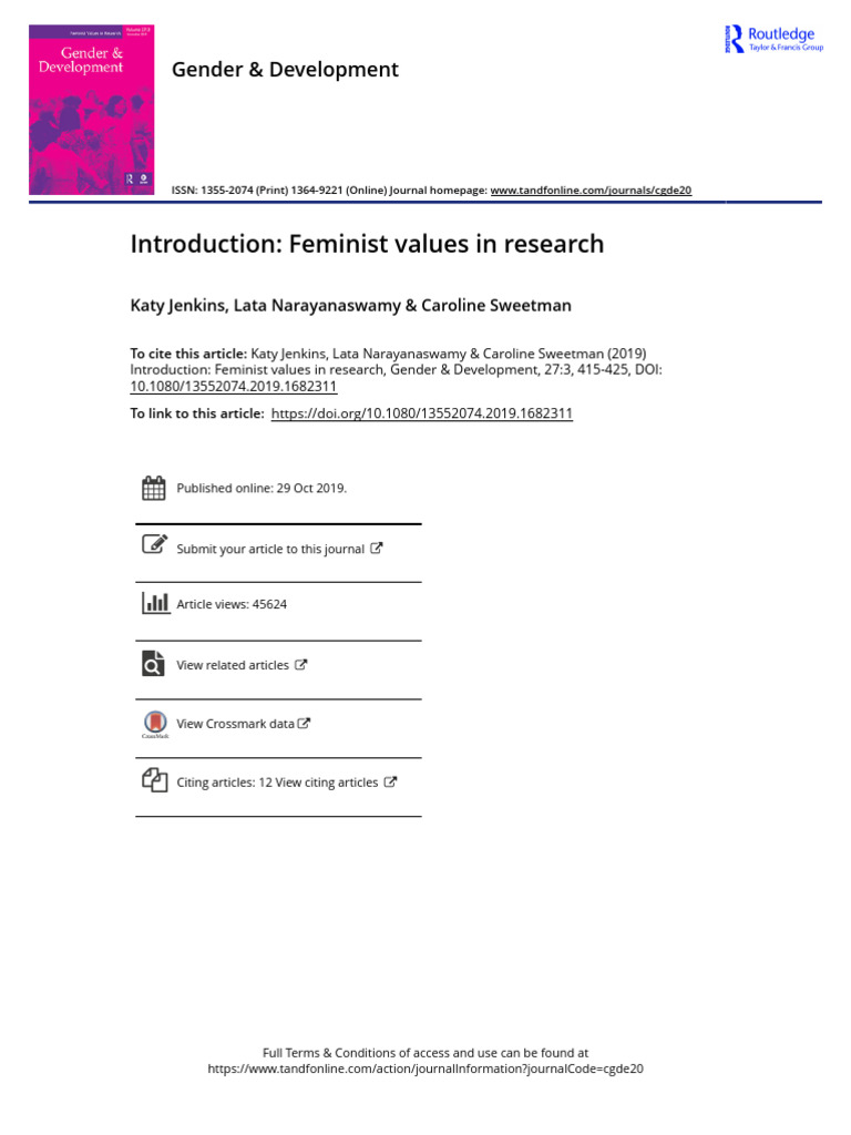 Feminist Values in Research Overview | PDF | Feminism | Gender Studies