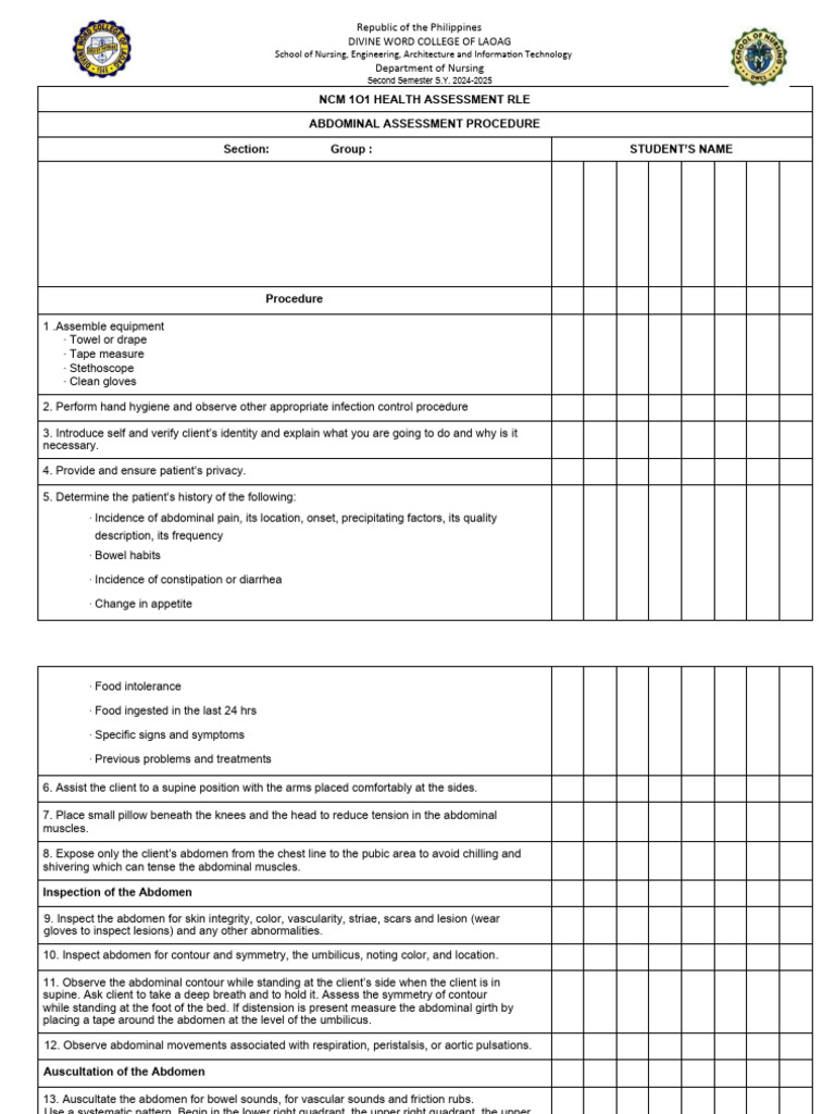 Abdominal assessment e tool 2 download free pdf abdomen clinical