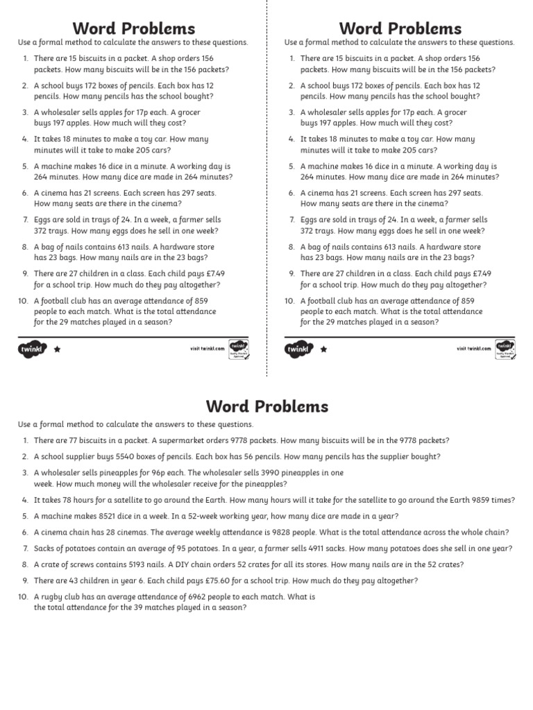 Math Word Problems with Solutions | PDF | Games & Activities | Home ...