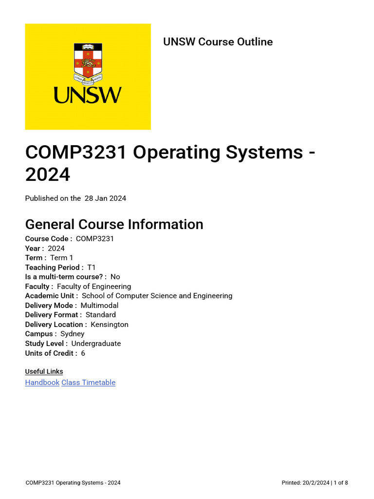 CO COMP3231 1 2024 Term1 T1 Multimodal Standard Kensington | PDF ...