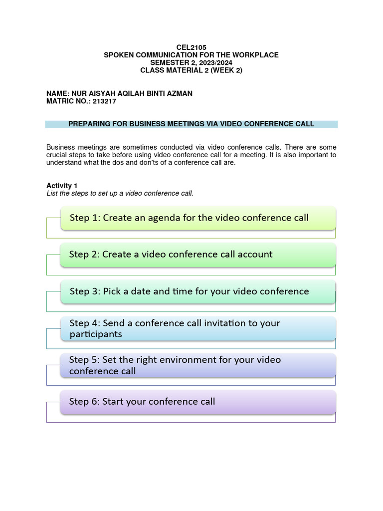 Video Conference Call Preparation Guide | PDF | Conference Call | Human ...
