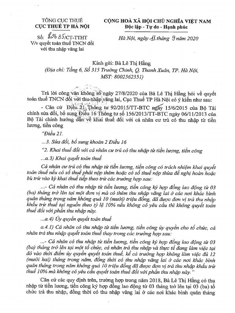 Cv82635 huong dan quyet toan thue tncn doi voi thu nhap vang lai pdf