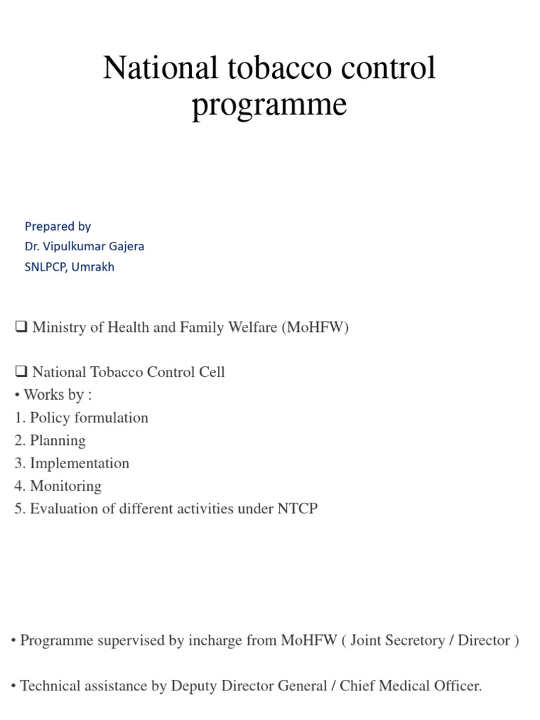 3. National tobacco control programme | PDF | Tobacco Smoking | Addiction